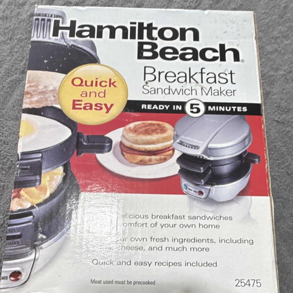 Hamilton Beach Breakfast Sandwich Maker 25475 Electric Silver Black 600W